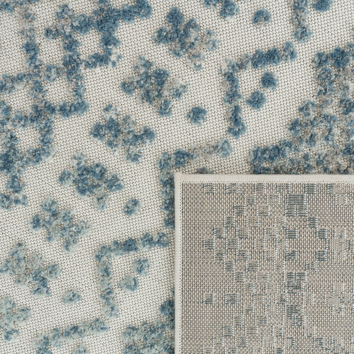 In- & Outdoor Rug Marrakesh High/Low Effect Trellis in Turquoise Cream
