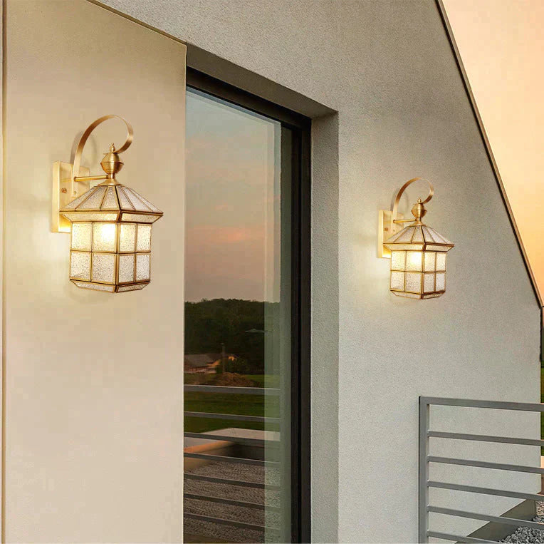 Estelle's Full Copper Outdoor Waterproof Wall Lamp - Elegant Stair and Balcony Lighting