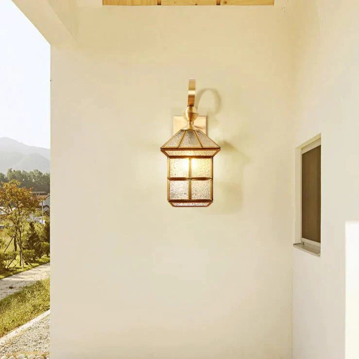 Estelle's Full Copper Outdoor Waterproof Wall Lamp - Elegant Stair and Balcony Lighting