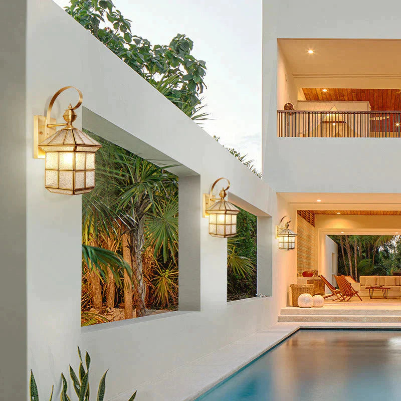 Estelle's Full Copper Outdoor Waterproof Wall Lamp - Elegant Stair and Balcony Lighting