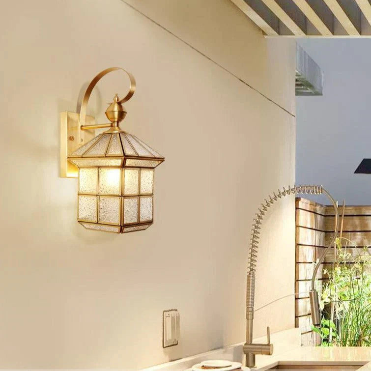 Estelle's Full Copper Outdoor Waterproof Wall Lamp - Elegant Stair and Balcony Lighting