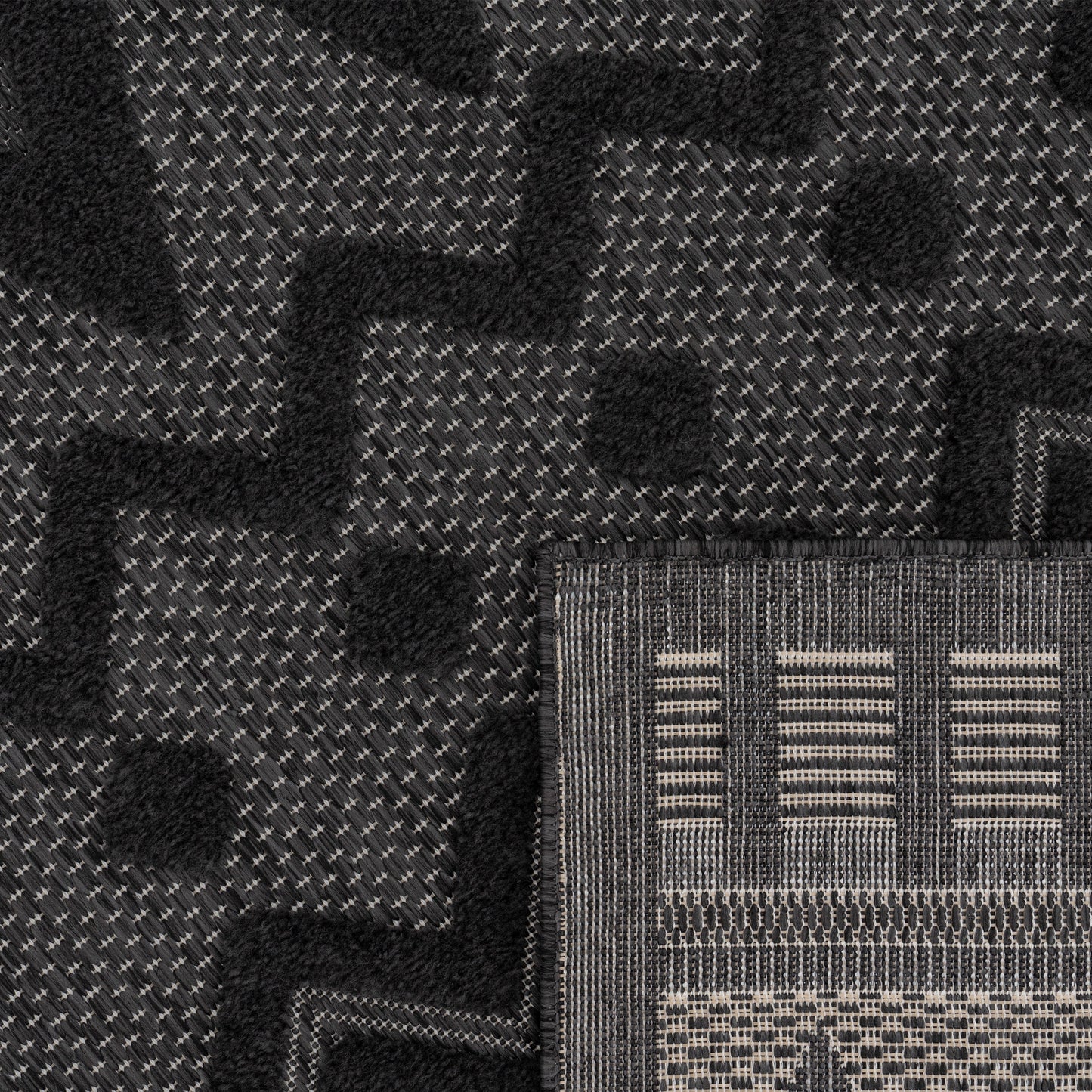 Indoor Outdoor Rug Livorno Geometric Trellis Pattern In Anthracite