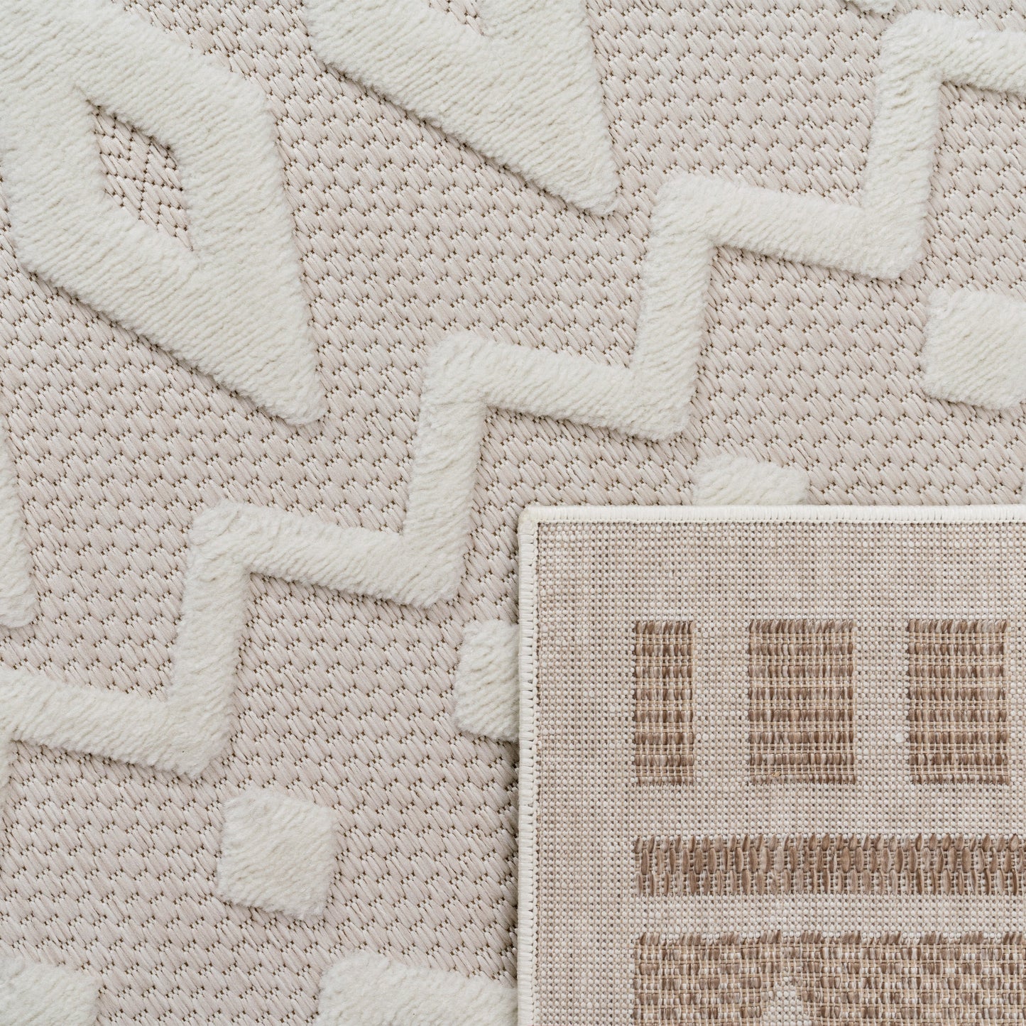 Indoor Outdoor Rug Livorno Geometric Trellis Pattern In Cream