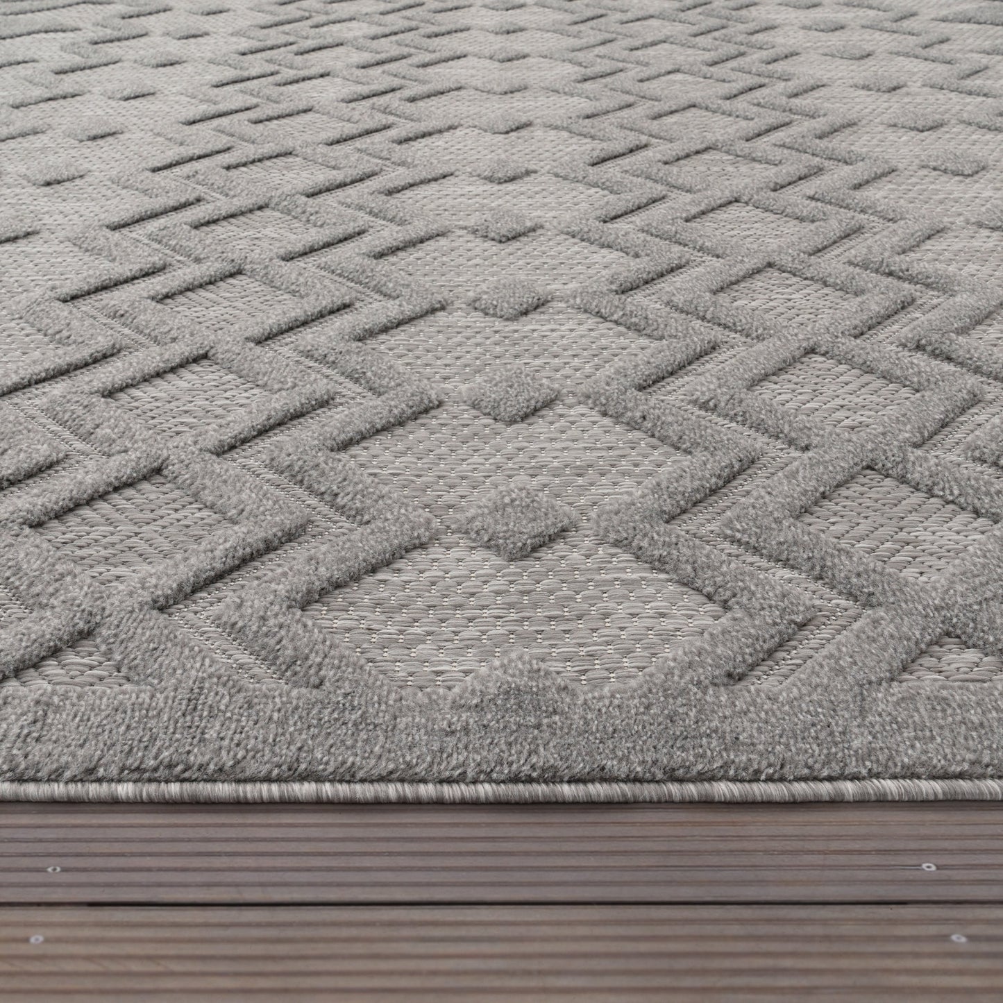 Indoor Outdoor Rug Livorno Geometric Trellis Pattern In Grey