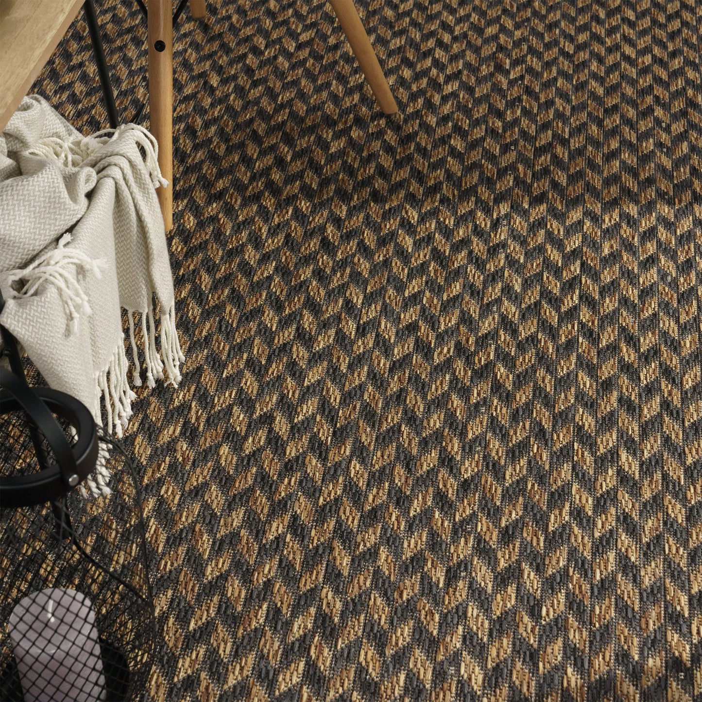 Indoor & Outdoor Rug Captera Herringbone Design in Brown