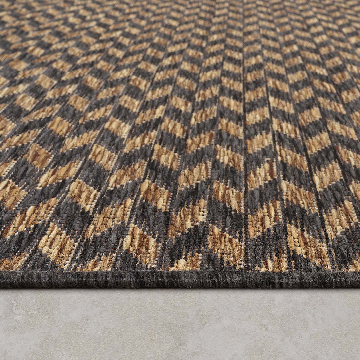 Indoor & Outdoor Rug Captera Herringbone Design in Brown
