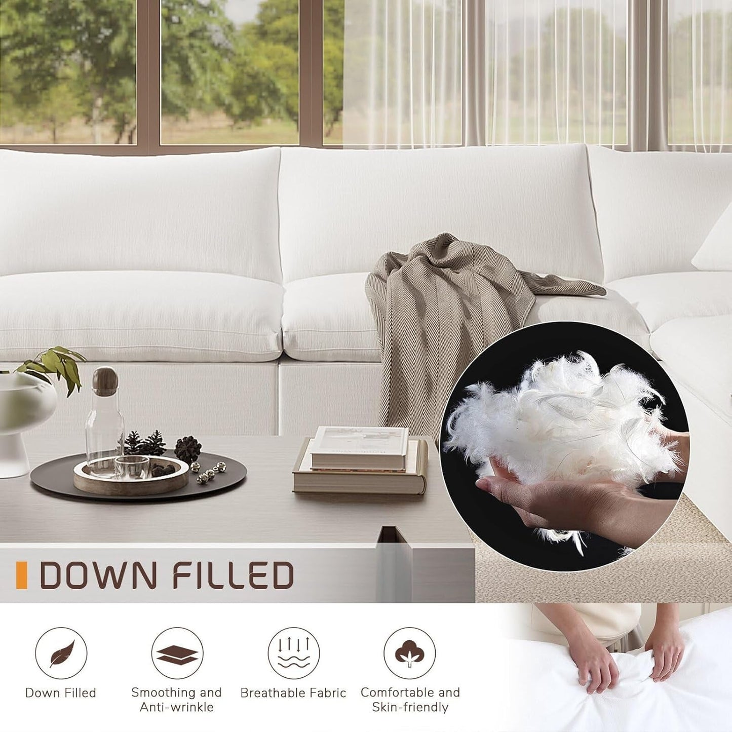 Oversize Modular Sectional Sofa with Chaise and Cushions