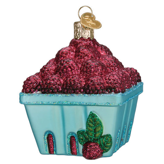 Carton Of Raspberries Glass Ornament