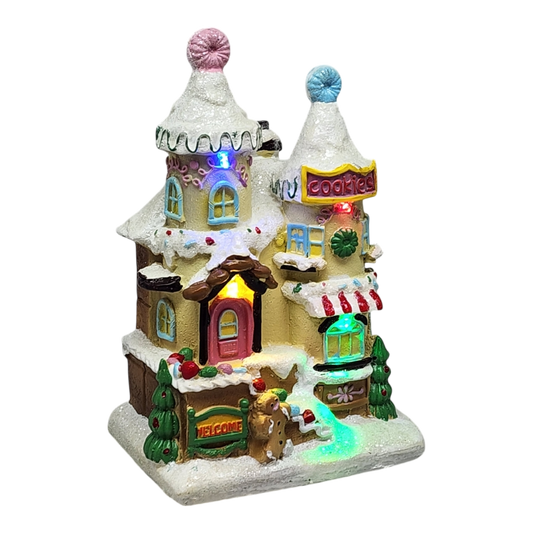 Lighted Resin Gingerbread House - Cookies