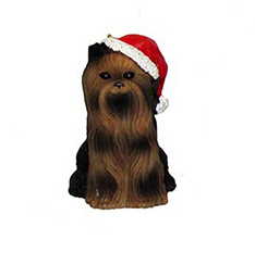 Dog in a Santa Hat Ornament - Yorkshire Terrier