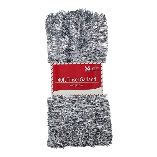 40 Feet Metallic Tinsel Garland - Silver