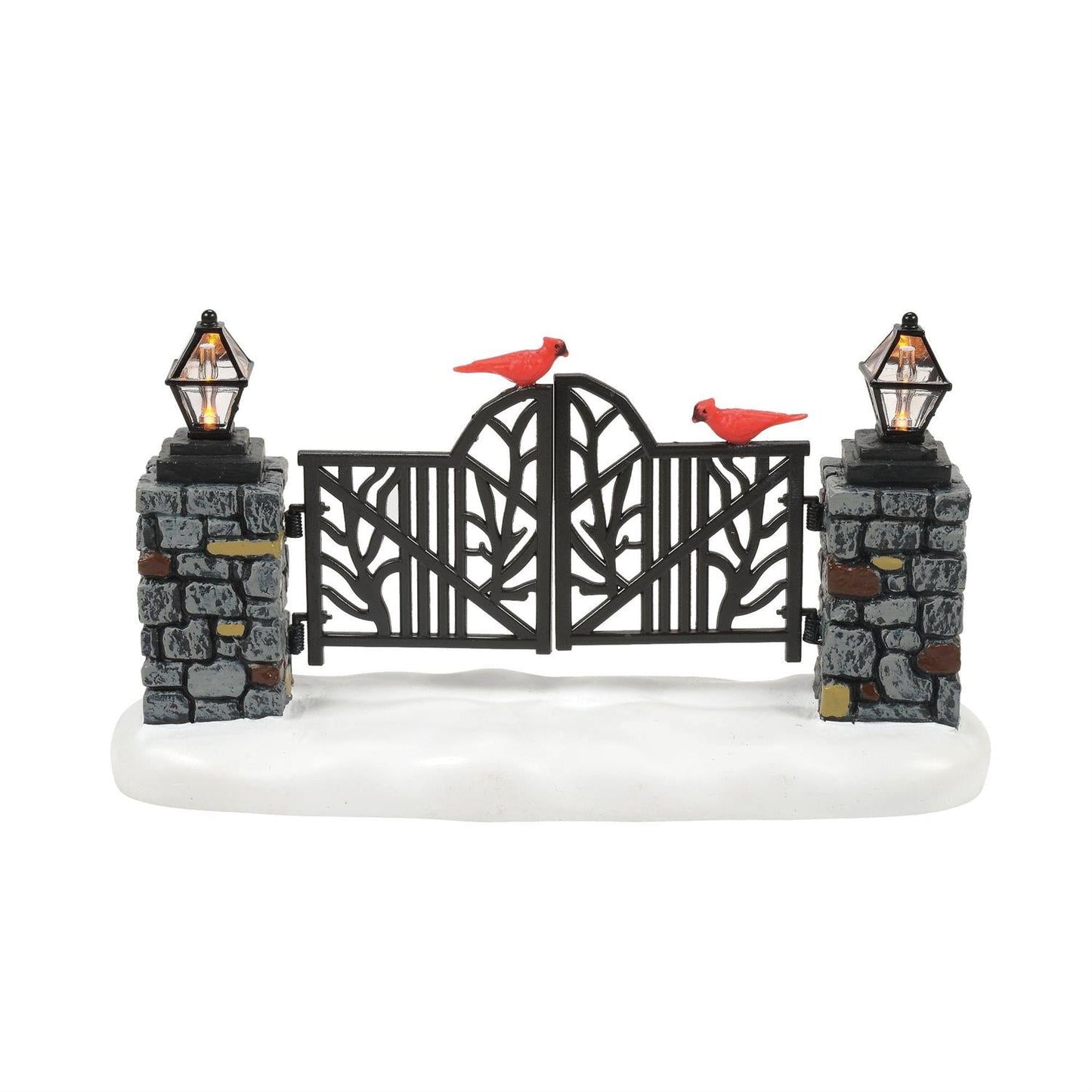 Lighted Christmas Gate with Cardinals
