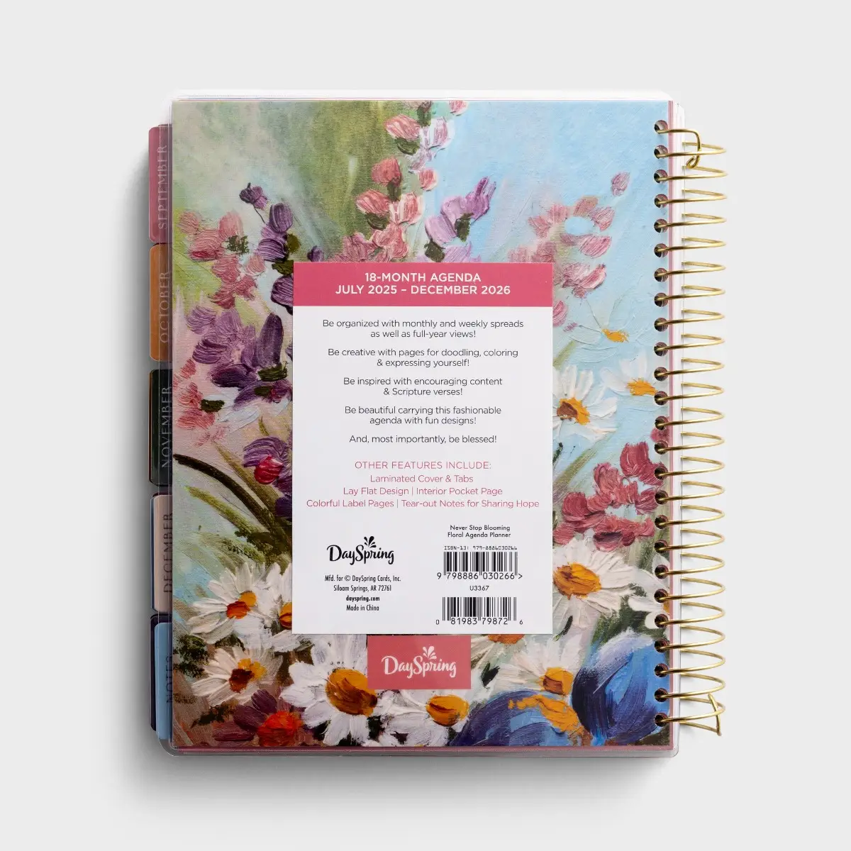 2026 18 Month Agenda Planner Never Stop Blooming