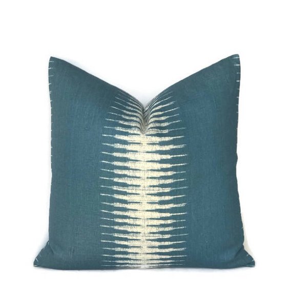 Ikat Pillow Cover in Peacock, Peter Dunham Textiles