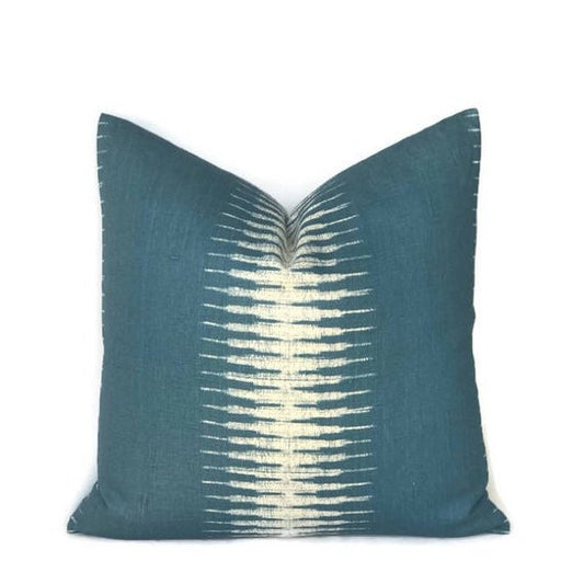 Ikat Pillow Cover in Peacock, Peter Dunham Textiles