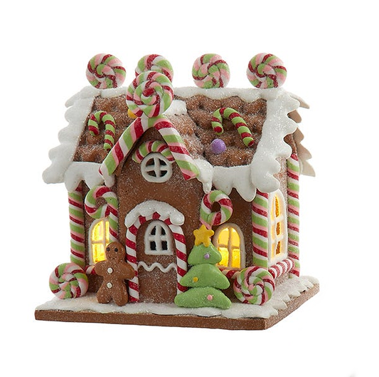 Lighted Mini Gingerbread House - 4.5 inch - Pinwheel