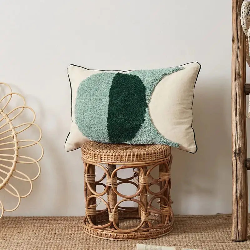 Geometric Embroidery Tufted Pillow