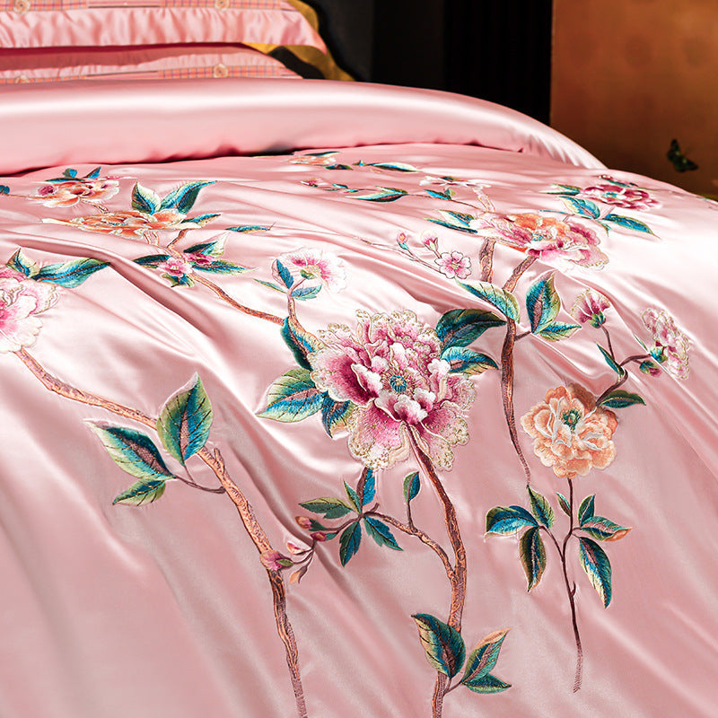 Palace Style Egyptian Cotton Peony Embroidery Duvet Cover
