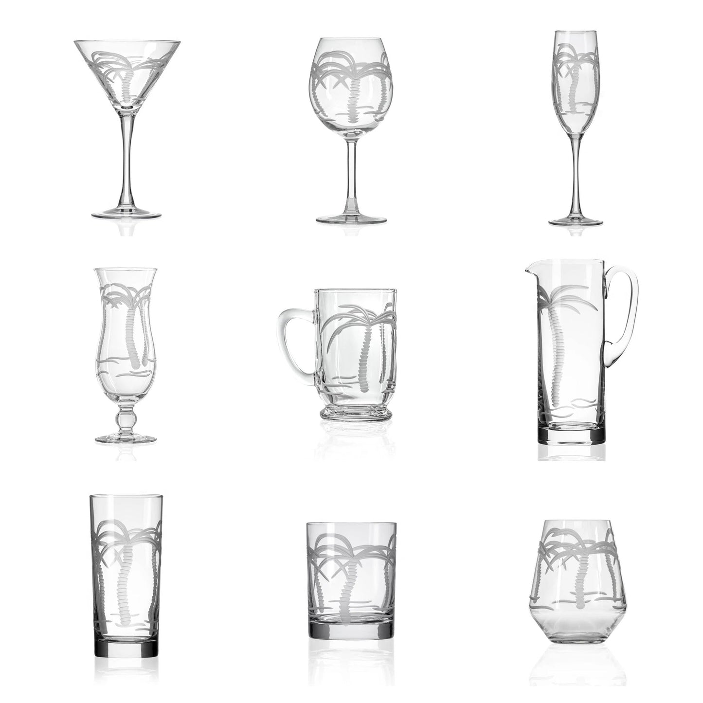 Palm Tree Etched Glassware