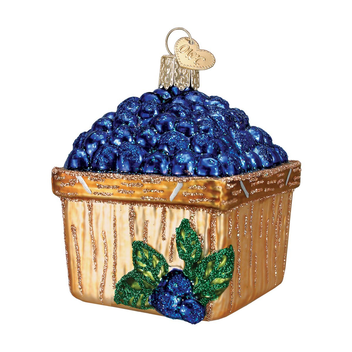 Old World Christmas Basket Of Blueberries Glass Ornament