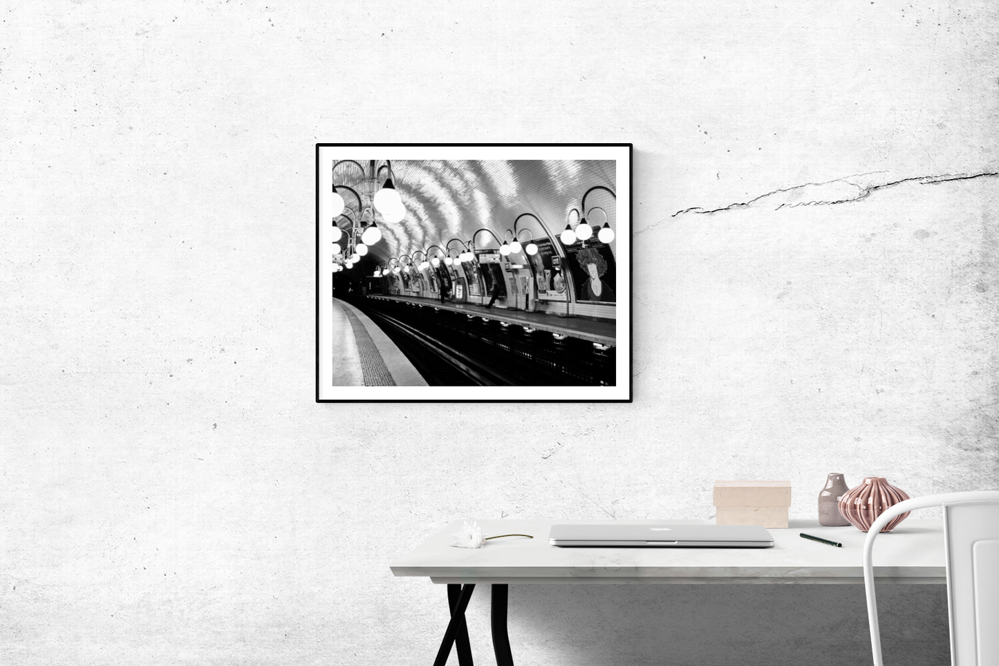 Paris Metro Cité in Black and White