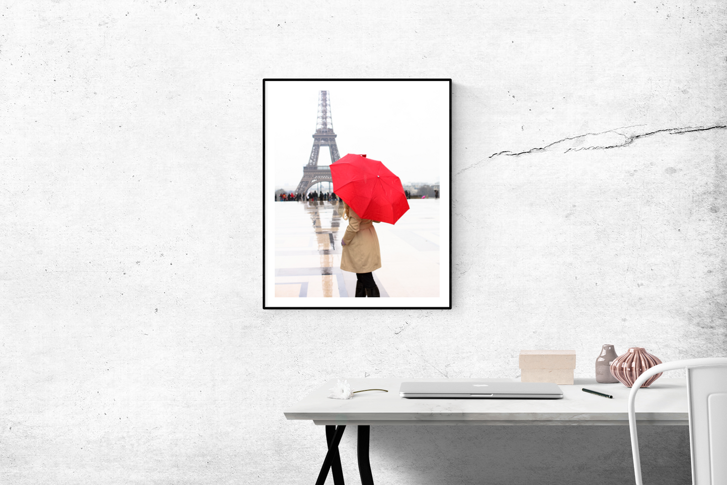 Girl in Paris with the Red Umbrella