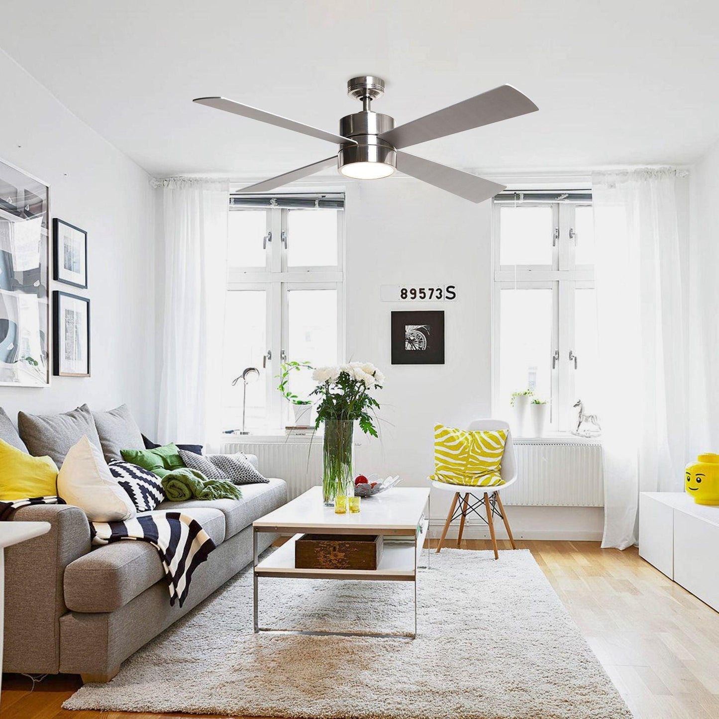 52" Bucholz Industrial Ceiling Fan with Dimmable LED Light