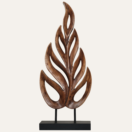 Handmade Wooden Sculpture – Medium Wooden Leaf | Acacia Wood Decor, Nature Inspired Art