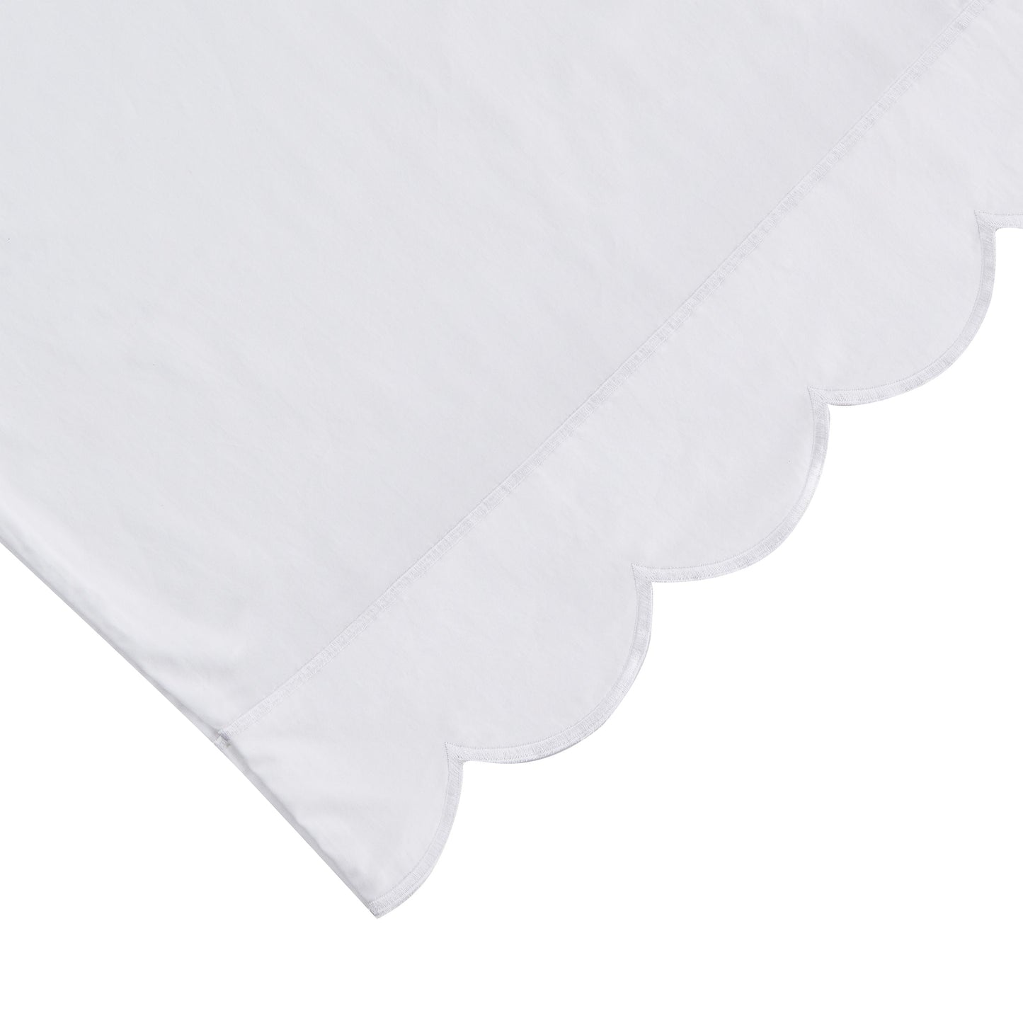 Scallop Frame Embroidered Cotton Percale Sheet Set