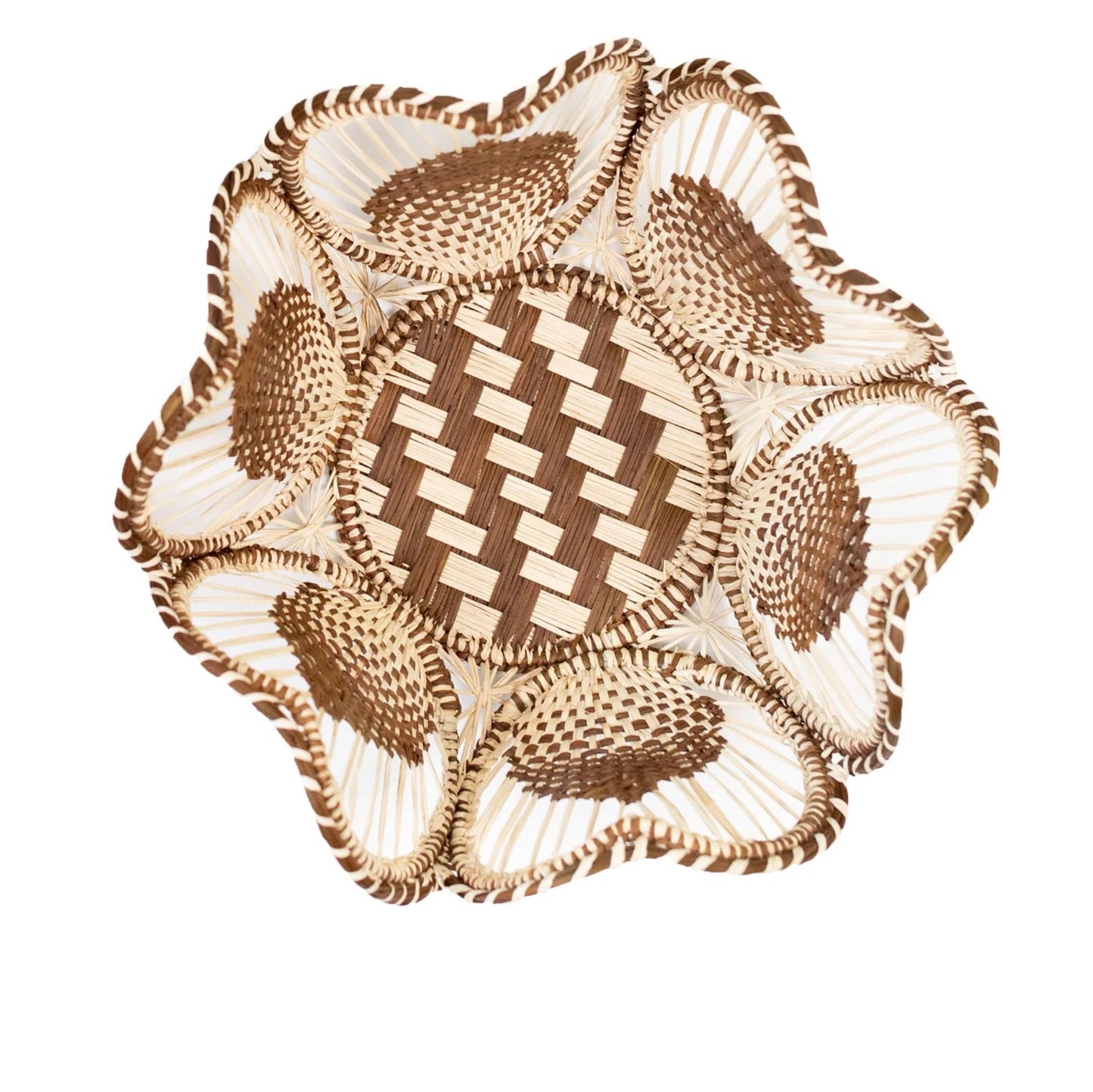 10" Floral Handwoven Iraca Bread Basket