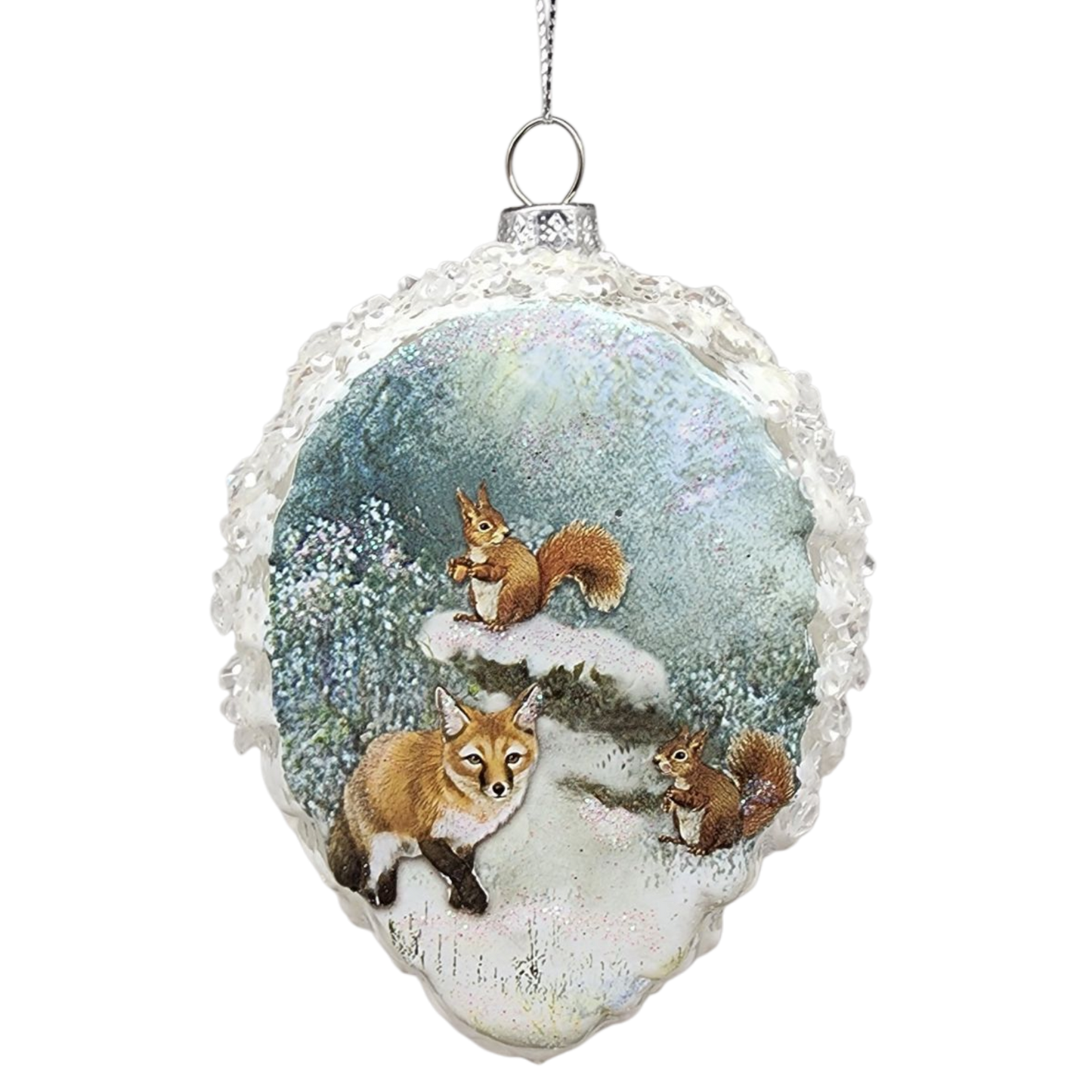 Glass Frosted Pinecone Ornament -