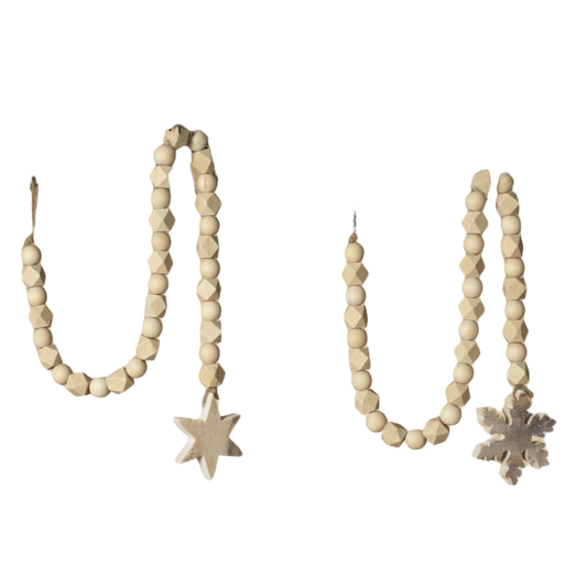 Rustic Wooden Bead Garland -