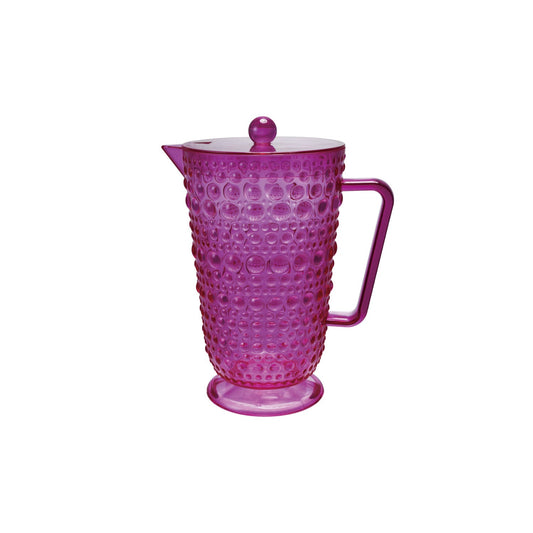 2 Quart Pink Acrylic Footed Pitcher with Lid & Raised Dots
