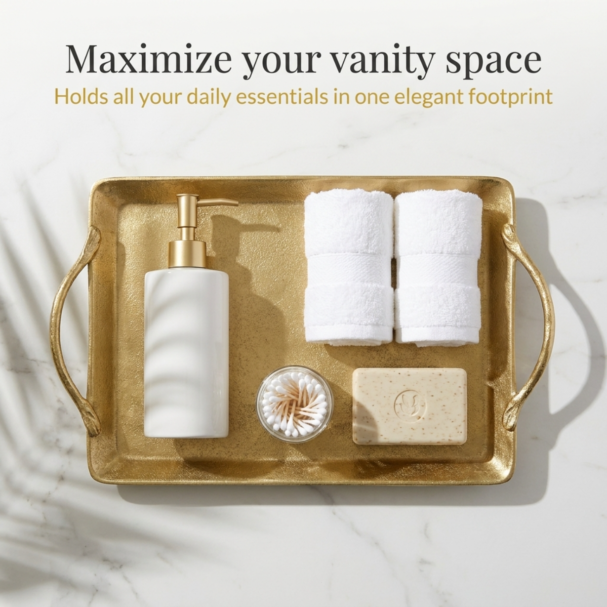 Vanity Tray – Elegant Rectangular Bathroom Tray With Textured Handles