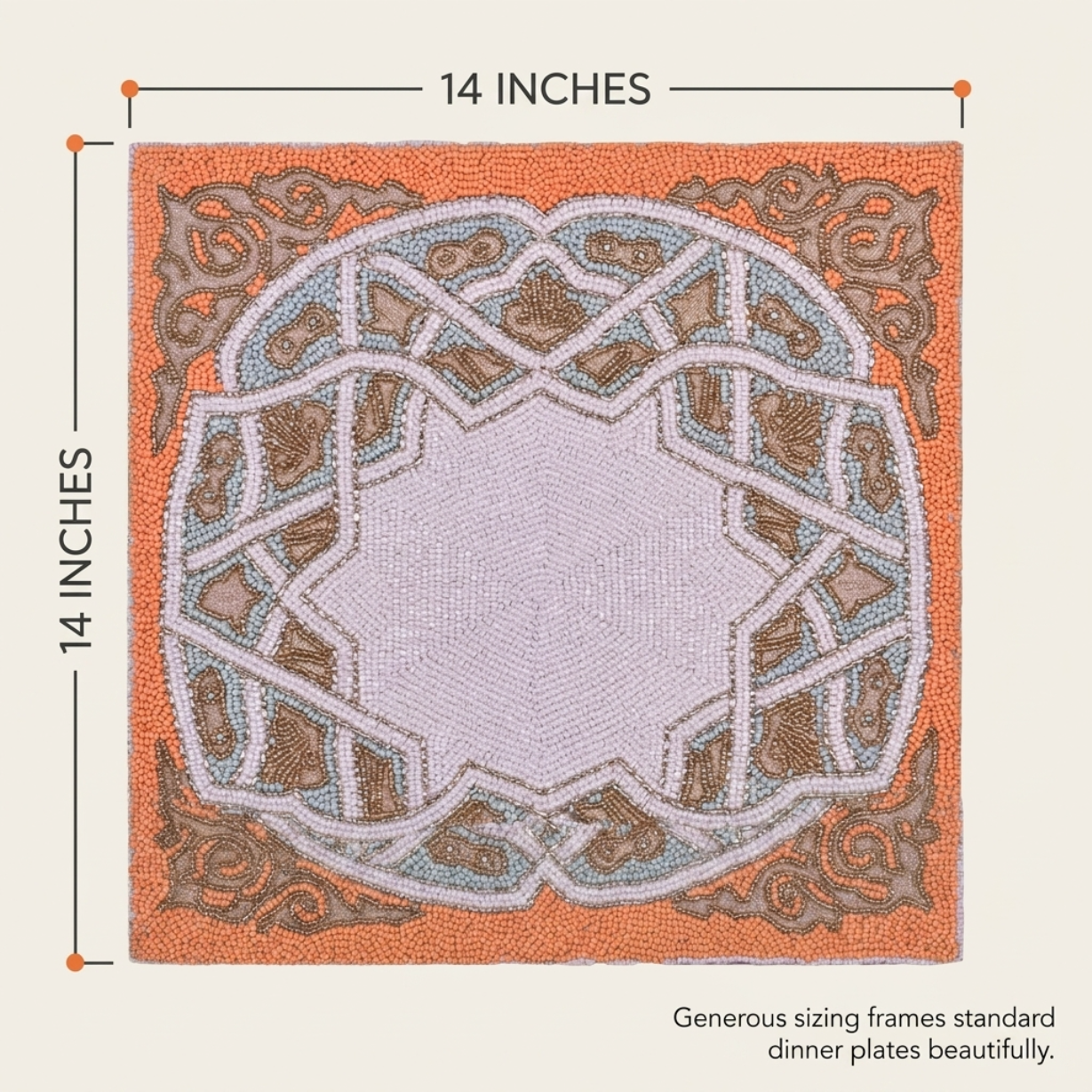 Beaded Placemats - Handmade Embroidered Satin Backing, Scratch & Heat Resistant