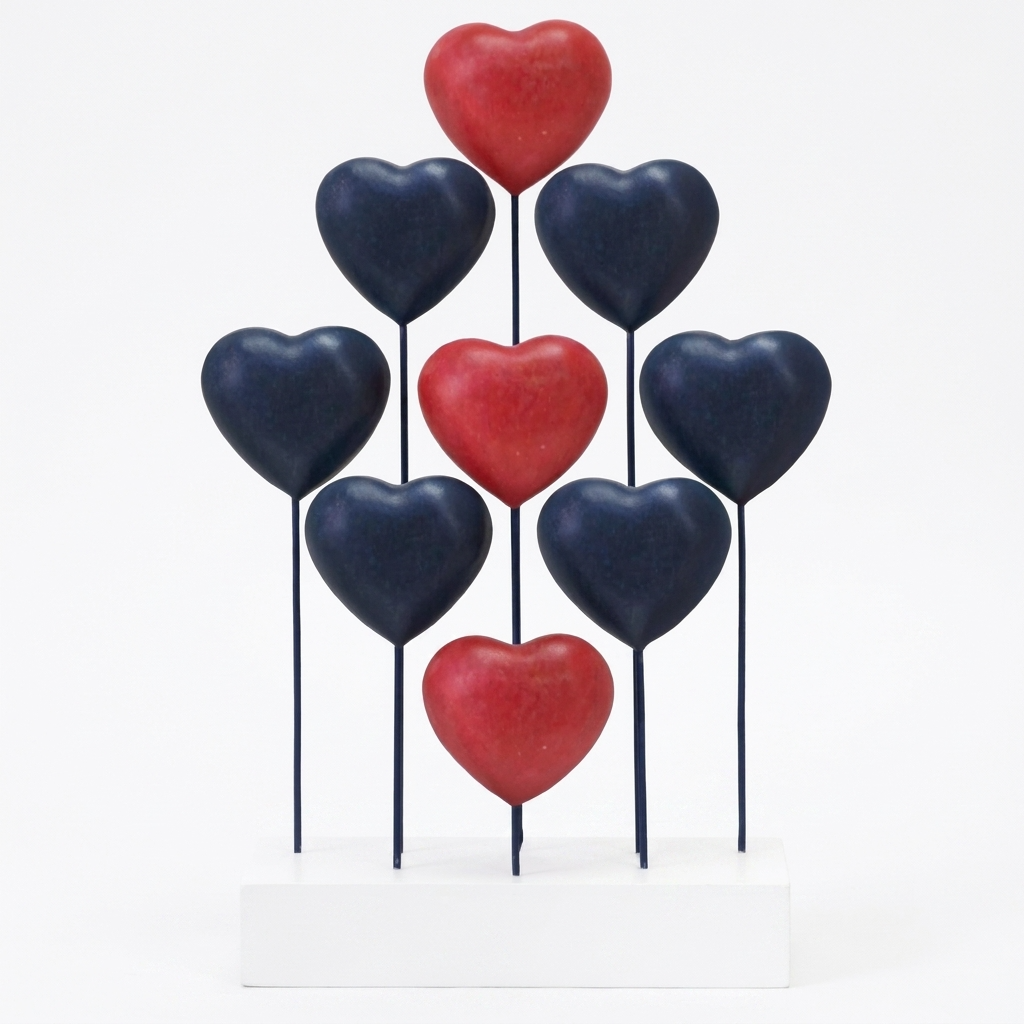 Wooden Heart Sculpture – Handmade Wooden Art Patriotic Home Decor with USA Flag Design