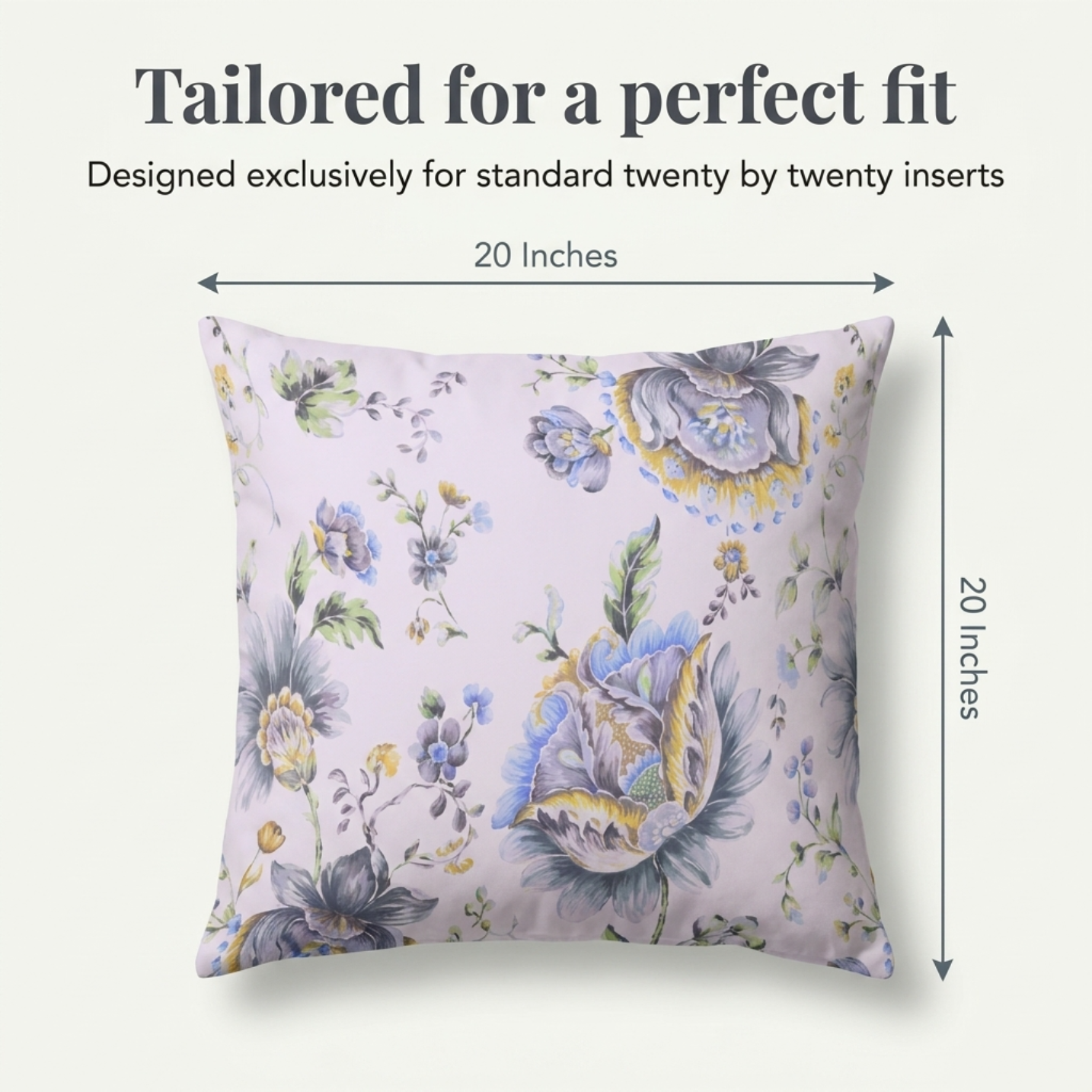 Floral Throw Pillow Covers - 20 x 20 Inches | Printed Cushion Covers With Zipper Closure