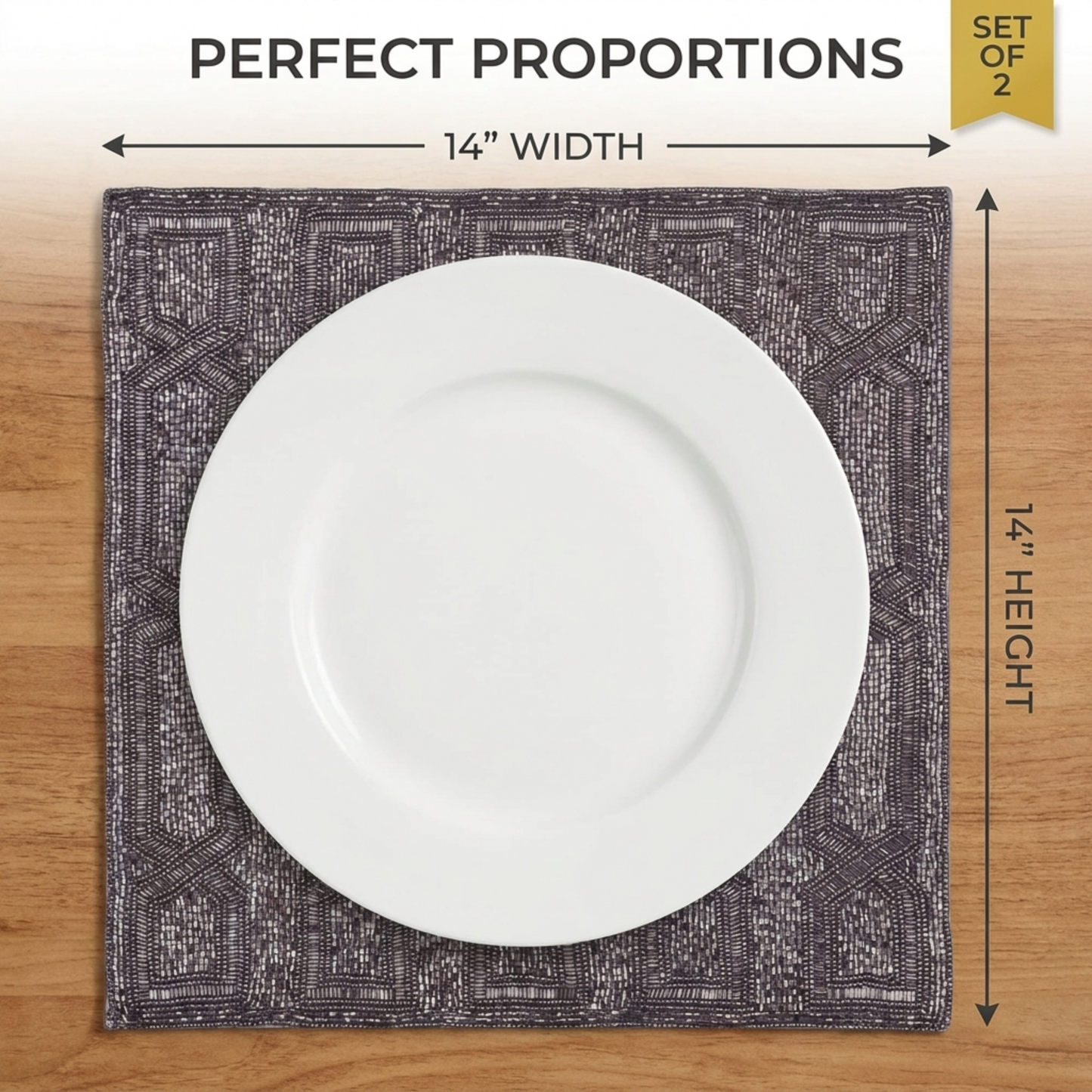 Beaded Charger Plates – Handmade Embroidered Placemats Set | Elegant Dining Decor 15 Inch