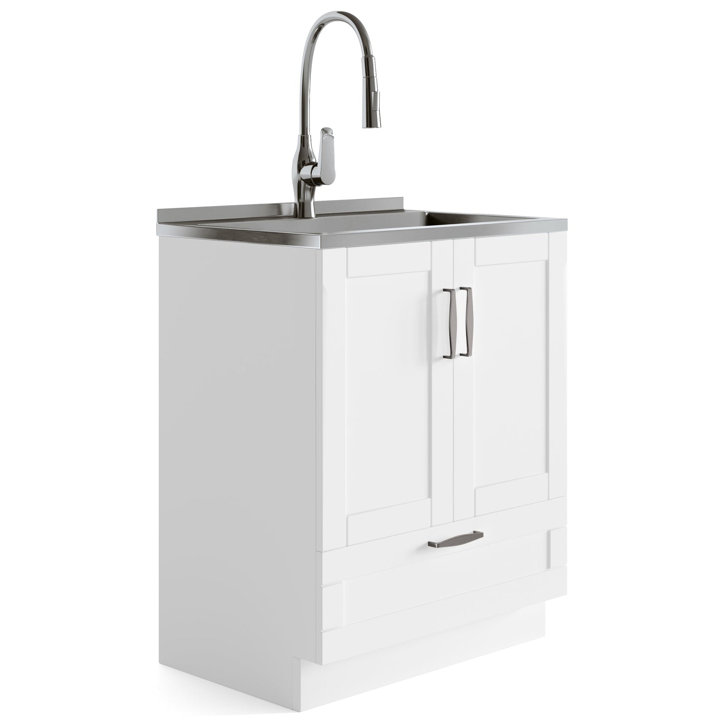 Reed Deluxe 28" Laundry Cabinet with Pull-Out Faucet and Stainless Steel Sink