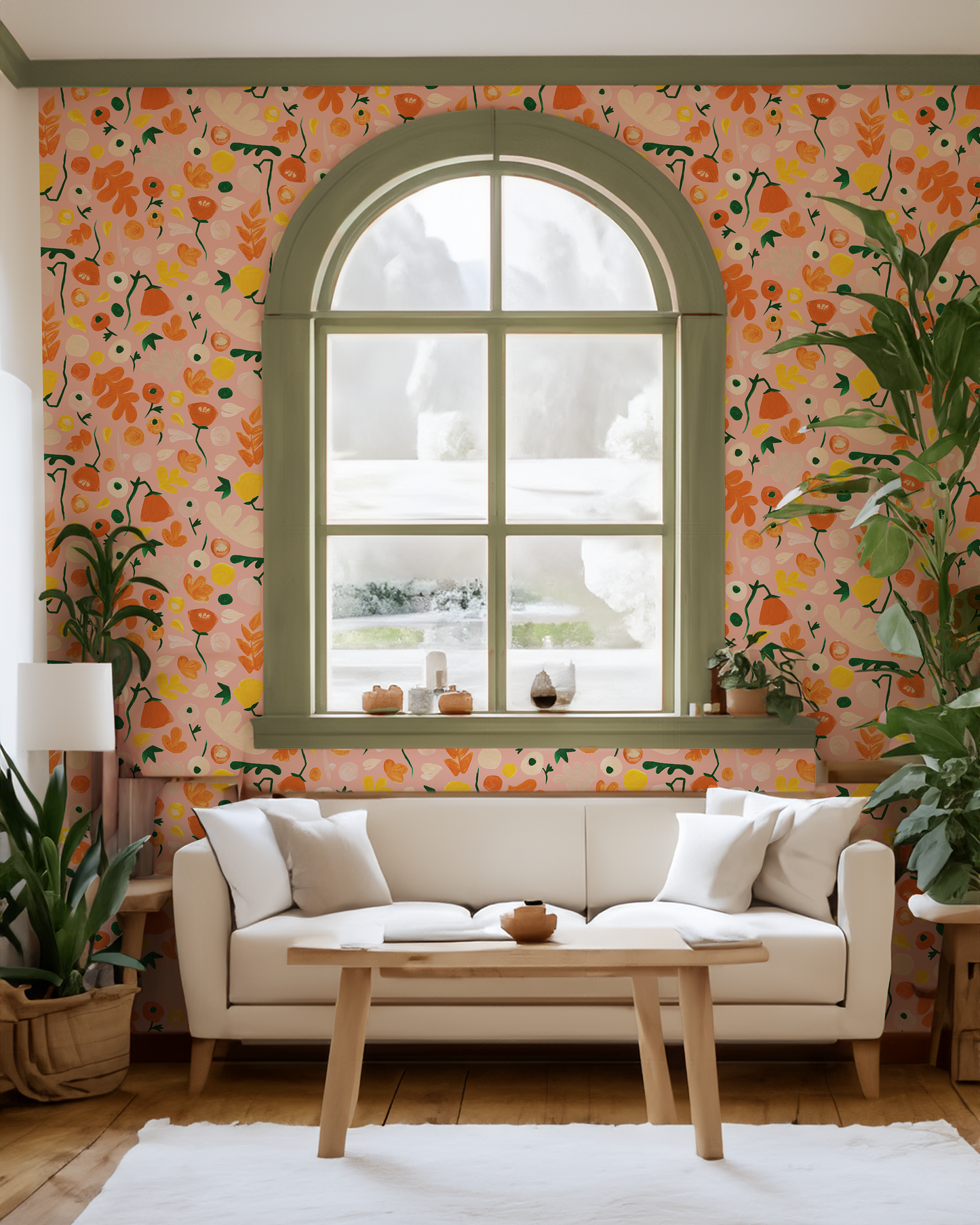Henri Floral Wallpaper, pink