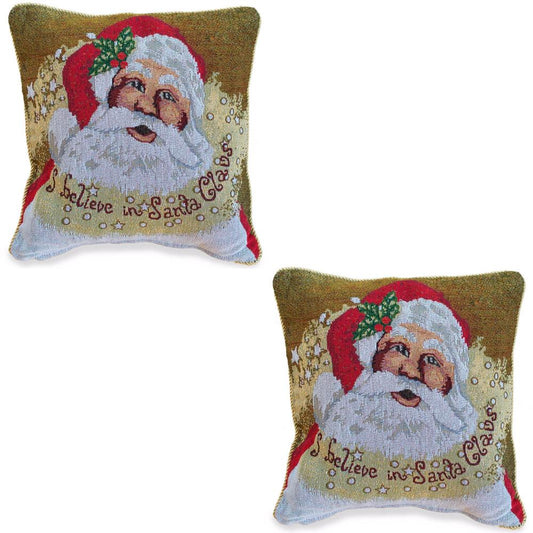 Set of 2 Believe in Santa Christmas Cushion Throw Pillow Covers