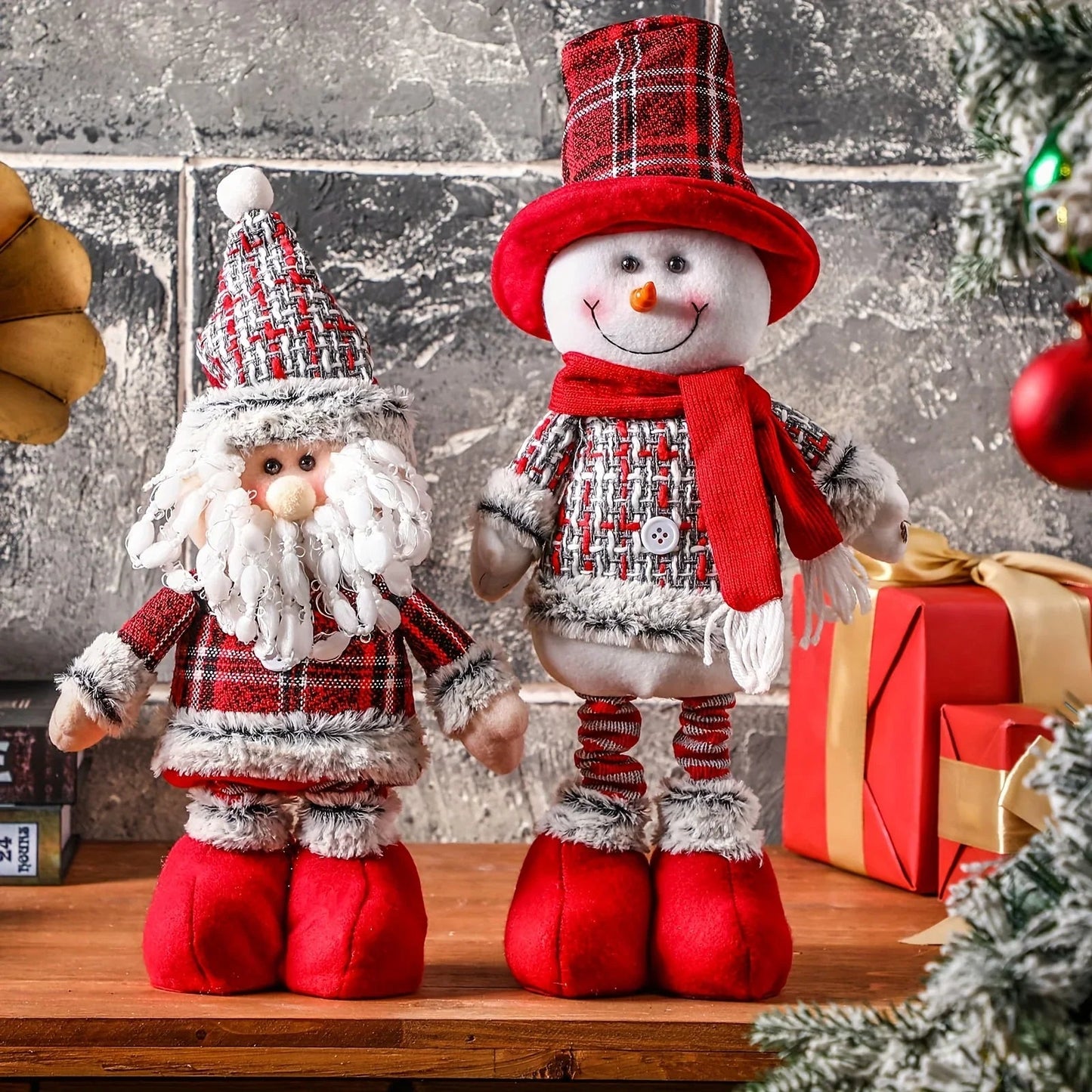 Plush Christmas Gnome Decorations with Red Hat and Beard