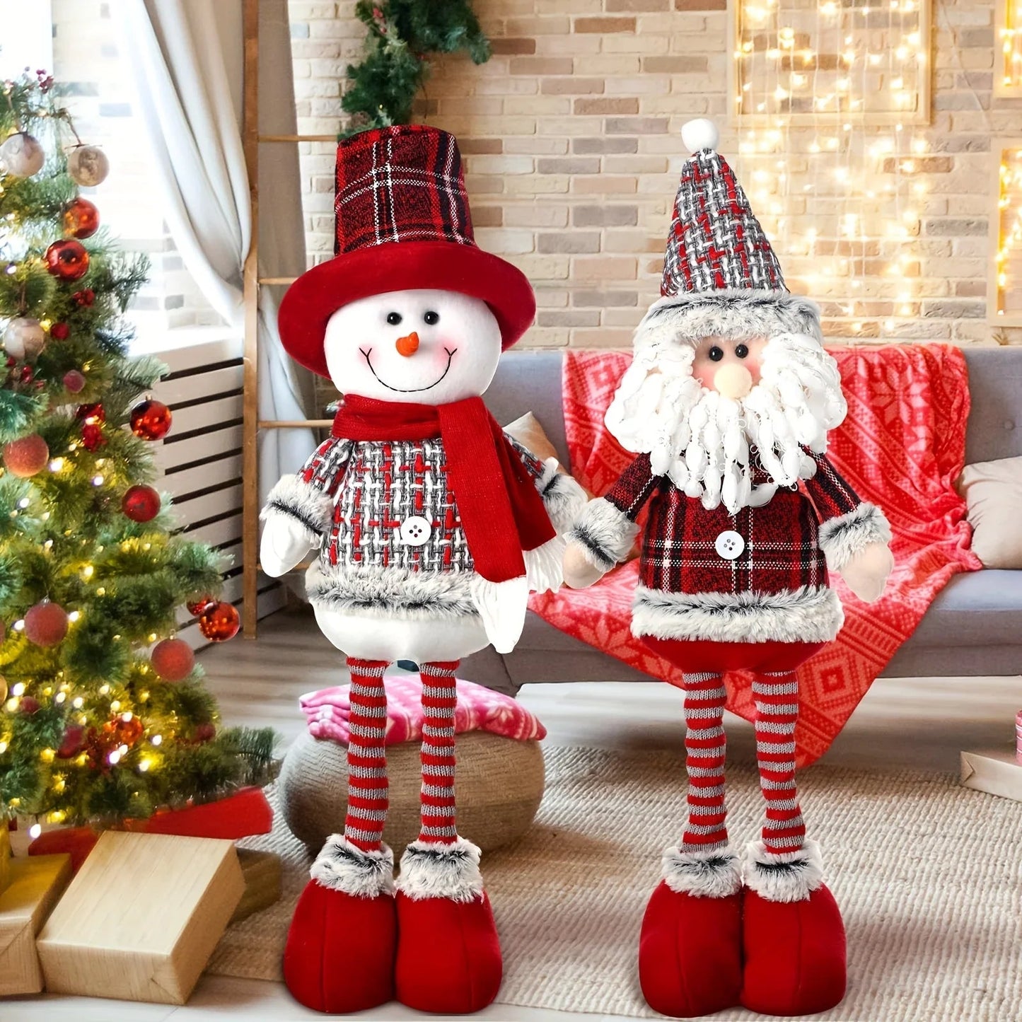 Plush Christmas Gnome Decorations with Red Hat and Beard