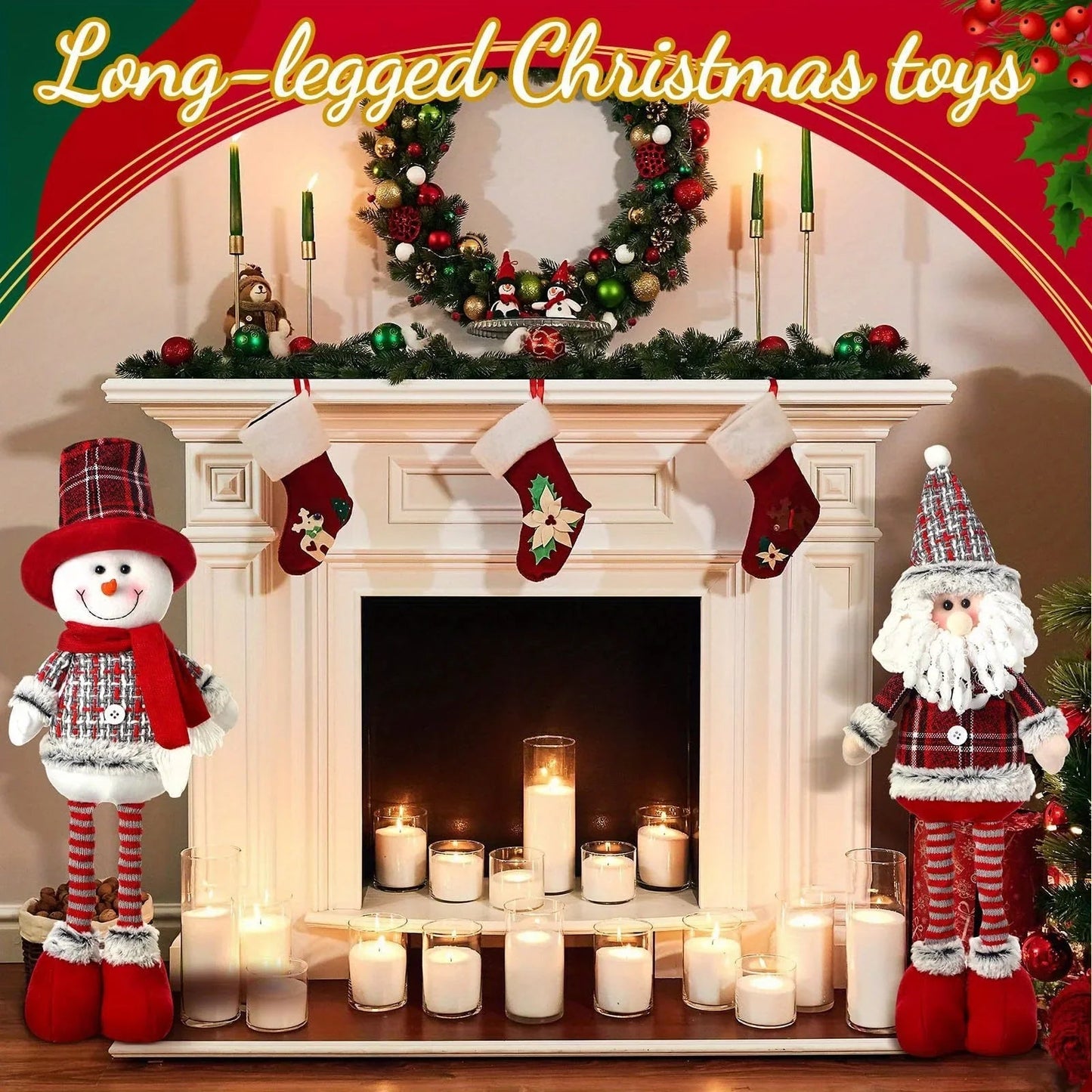 Plush Christmas Gnome Decorations with Red Hat and Beard