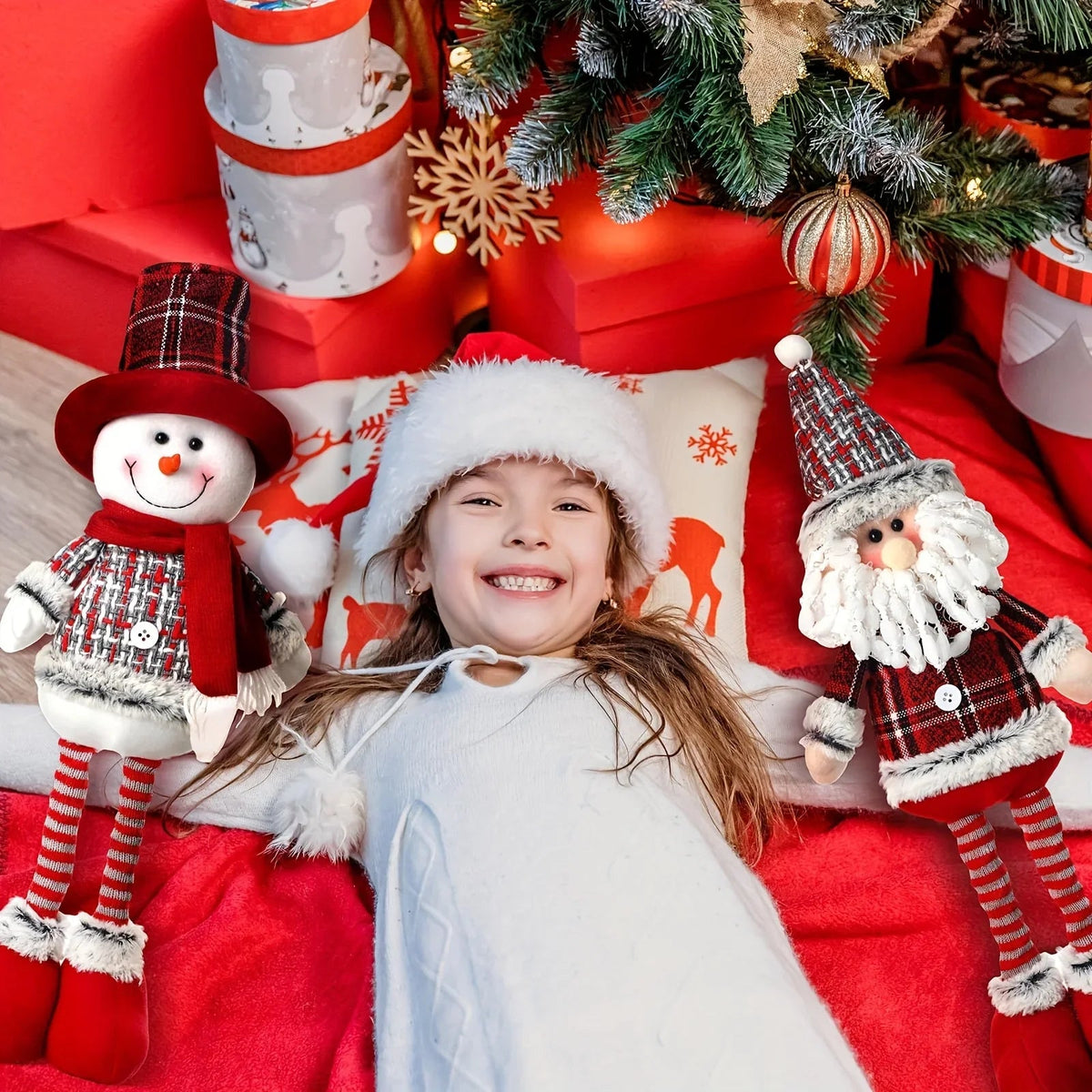 Plush Christmas Gnome Decorations with Red Hat and Beard