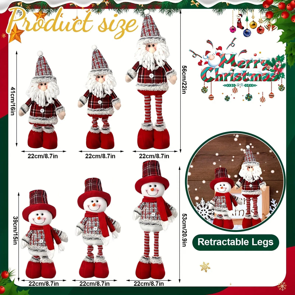 Plush Christmas Gnome Decorations with Red Hat and Beard