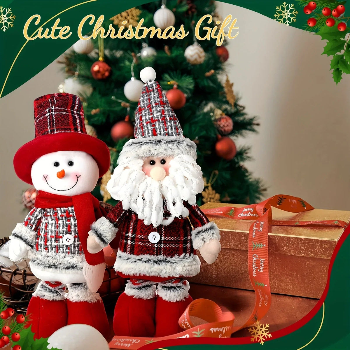 Plush Christmas Gnome Decorations with Red Hat and Beard