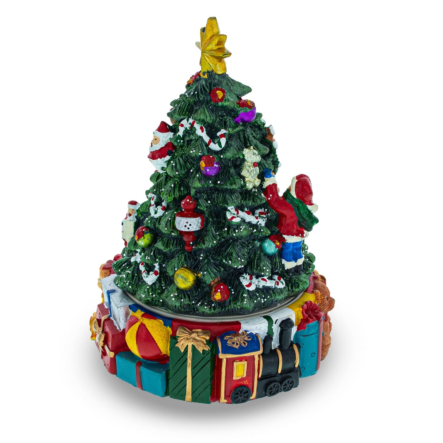 Spinning Base Musical Figurine with Children Decorating Christmas Tree