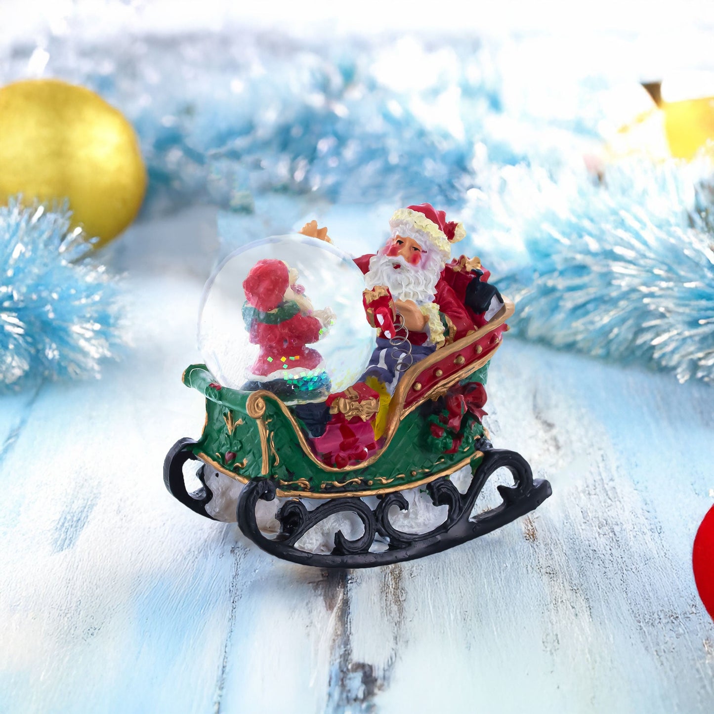 Santa's Joyful Sleigh Ride Mini Snow Water Globe