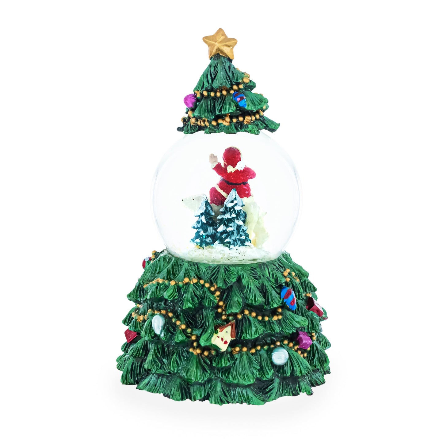 Santa's Riding Polar Bear Spinning Musical Water Snow Globe